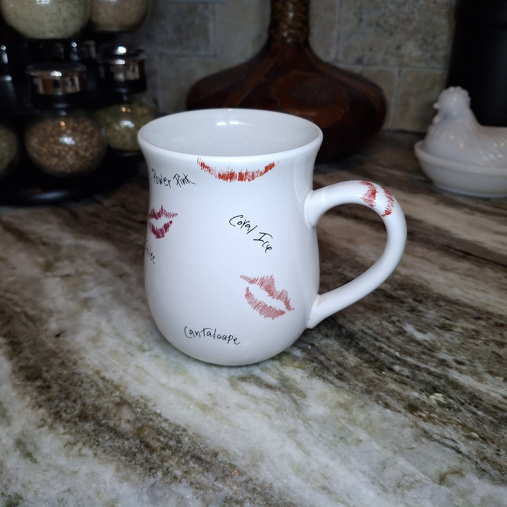 Mary Kay Kisses Shades of Red Lipstick Kisses Lip Prints Coffee Tea Mug Cup
